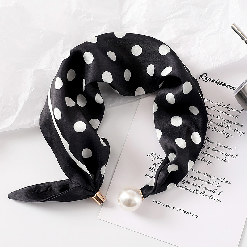 Silk Neck Scarf - Women New Pearl Buckle Silk Scarf