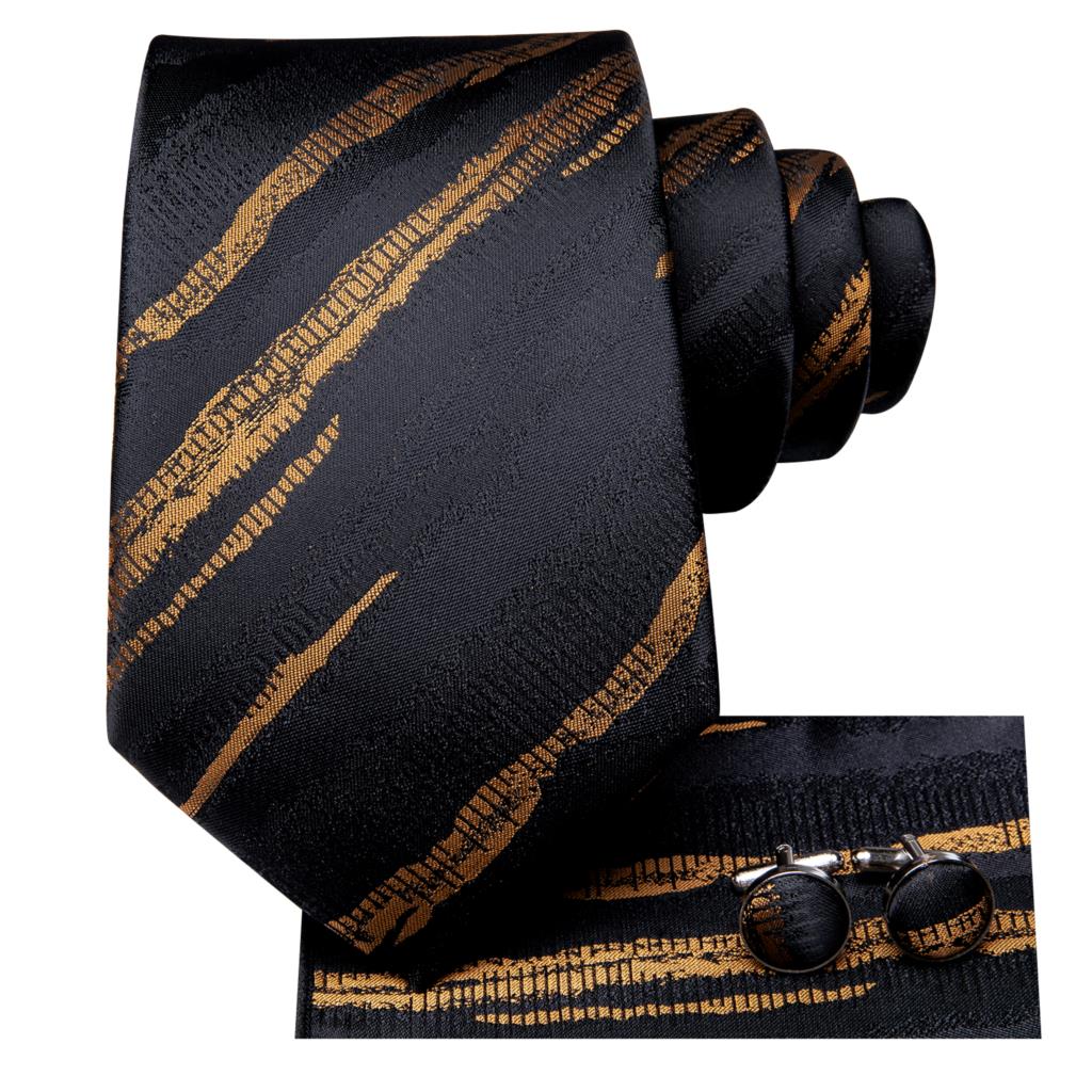 Hi-Tie Black Gold Striped Silk - Silk Tie Striped review and price