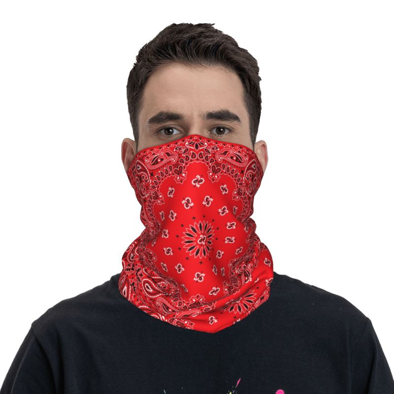 Red Paisley Art Bandana Patter - Neck Warmer Tube review and price